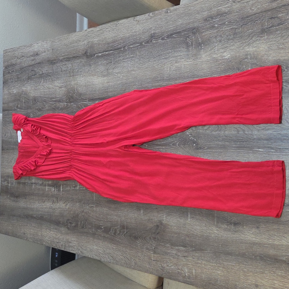 RB Roberta Biagi Sleeveless Ruffled Jumpsuit Red XS